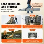Camping gazebo setup instructions with four steps for easy installation and retraction