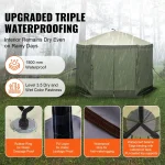 Camping gazebo with upgraded waterproof features and rain protection details