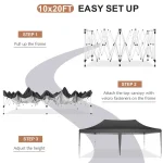 10x20ft camping gazebo setup instructions with step-by-step visuals
