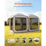 Camping gazebo with pop-up design in a grassy outdoor setting