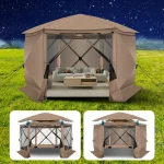Camping gazebo with spacious interior and comfortable seating in outdoor setting
