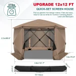 12x12 ft camping gazebo with screen walls for outdoor use and easy setup